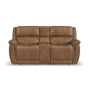 Beau Silt Fabric Power Reclining Loveseat w/Console & Power Headrests