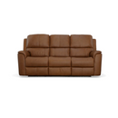 Flexsteel Henry Leather Power Reclining Sofa with Power Headrests & Lumbar in Caramel