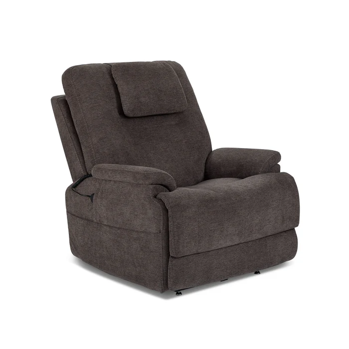 Flexsteel Zecliner Model 2+ Fabric Power Lift Recliner w/Power Headrest, Lumbar, Heat & Massage in Umber