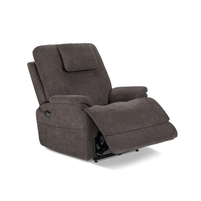 Flexsteel Zecliner Model 2+ Fabric Power Lift Recliner w/Power Headrest, Lumbar, Heat & Massage in Umber