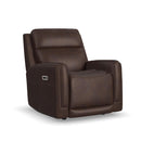 Flexsteel Alister Leather Power Gliding Recliner w/Power Headrest & Lumbar in Burnt Umber