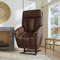 Flexsteel Atlas Fabric Power Lift Recliner w/Power Headrest & Lumbar in Walnut