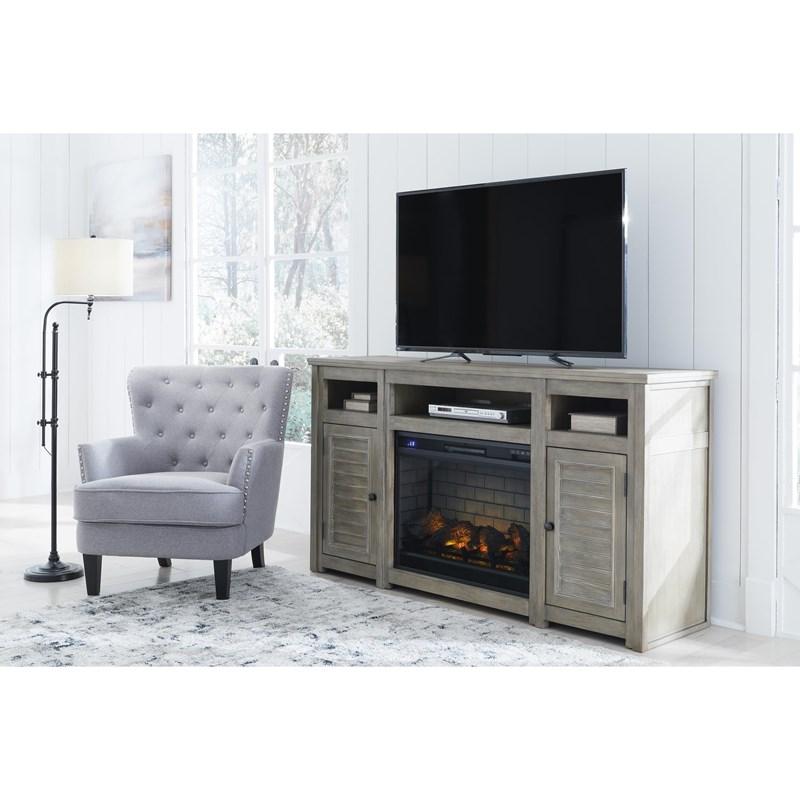 Ashley Moreshire 72" TV Stand w/Large Fireplace Infrared Insert Bundle