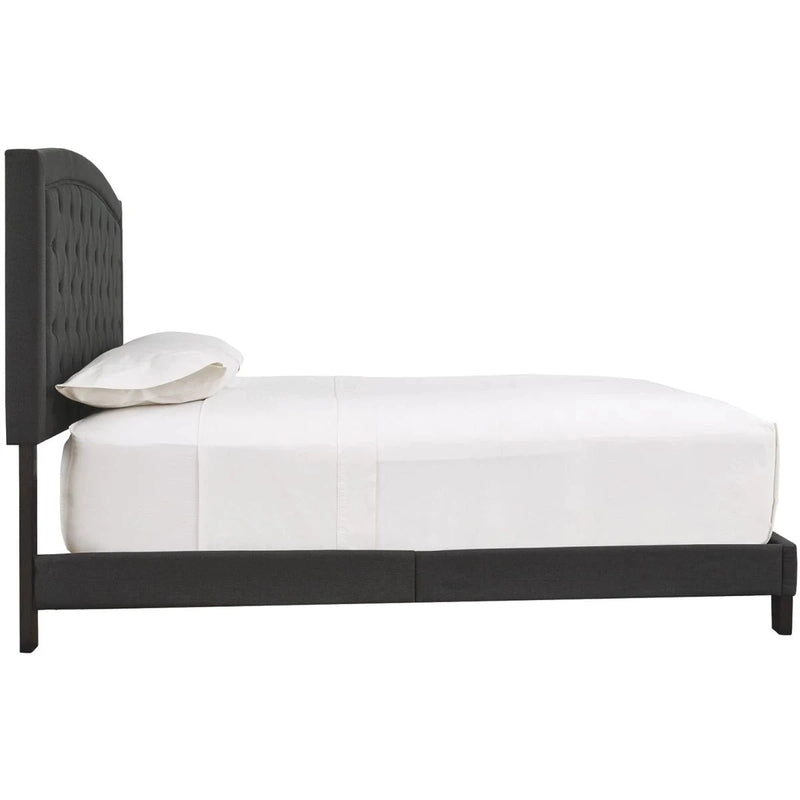 Adelloni - Charcoal - King Uph Hdbd/ftbd/roll Slats - Button Tufting-Washburn's Home Furnishings