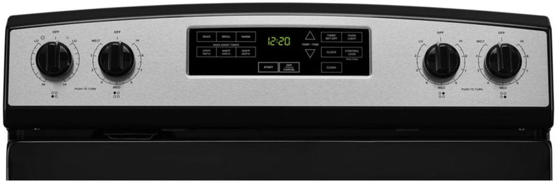 Amana 30-inch Electric Range with Extra-Large Oven Window Color: Stainless Steel-Washburn's Home Furnishings