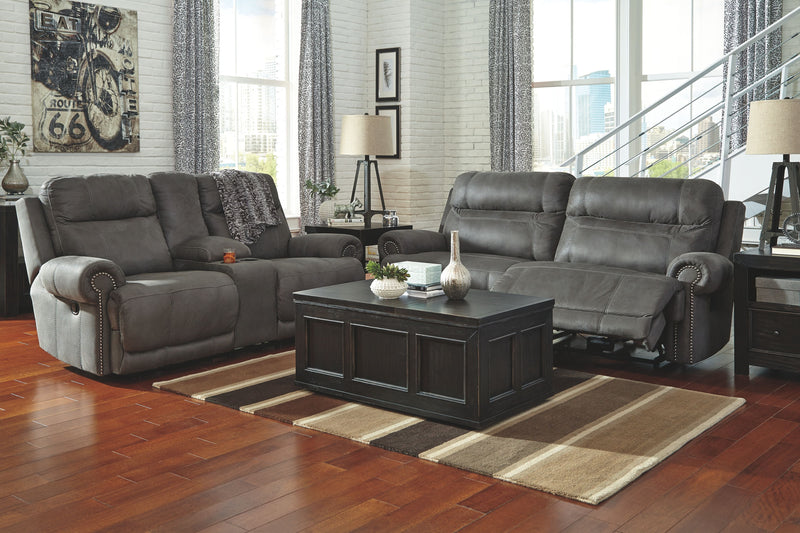 Ashley Austere 2 Seat Reclining Sofa in Gray-Washburn's Home Furnishings