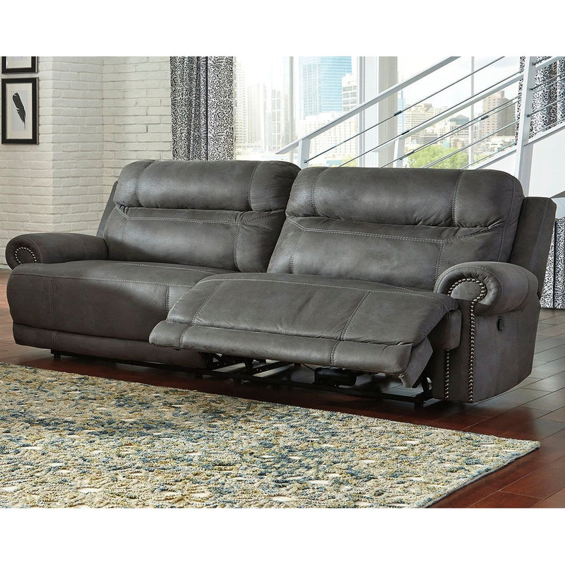 Ashley Austere 2 Seat Reclining Sofa in Gray-Washburn's Home Furnishings