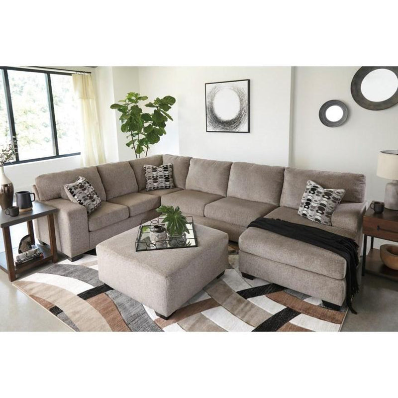 Ashley Ballinasloe 3 Piece Left Sofa, Right Loveseat Sectional w/ Ottoman in Platinum-Washburn's Home Furnishings