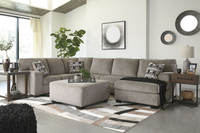 Ashley Ballinasloe 3 Piece Left Sofa, Right Loveseat Sectional w/ Ottoman in Platinum-Washburn's Home Furnishings