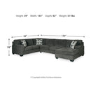 Ashley Ballinasloe Left Sofa Right Chaise 3 Piece Sectional in Smoke-Washburn's Home Furnishings