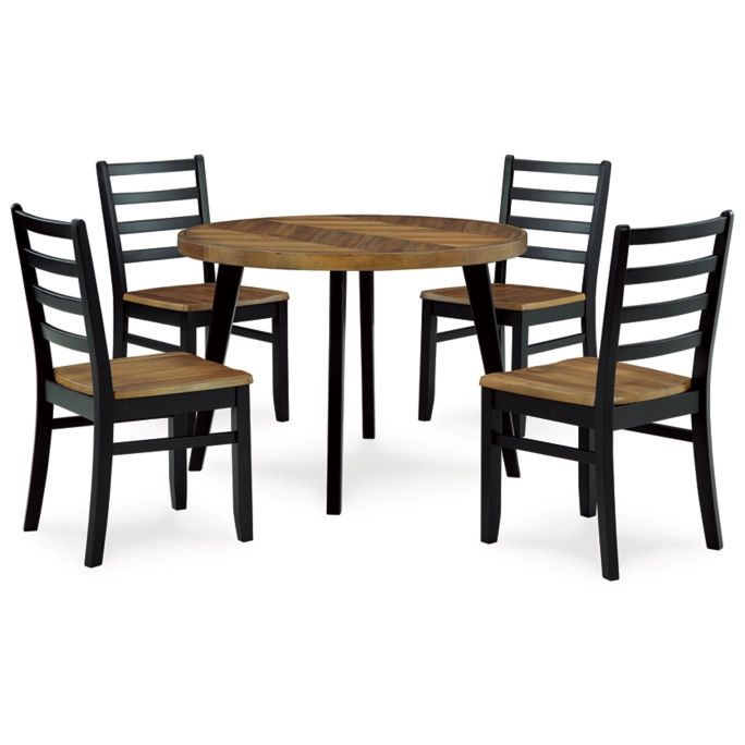 Ashley Blondon Dining Table & 4 Chairs Set in Brown/Black(sell as set)-Washburn's Home Furnishings