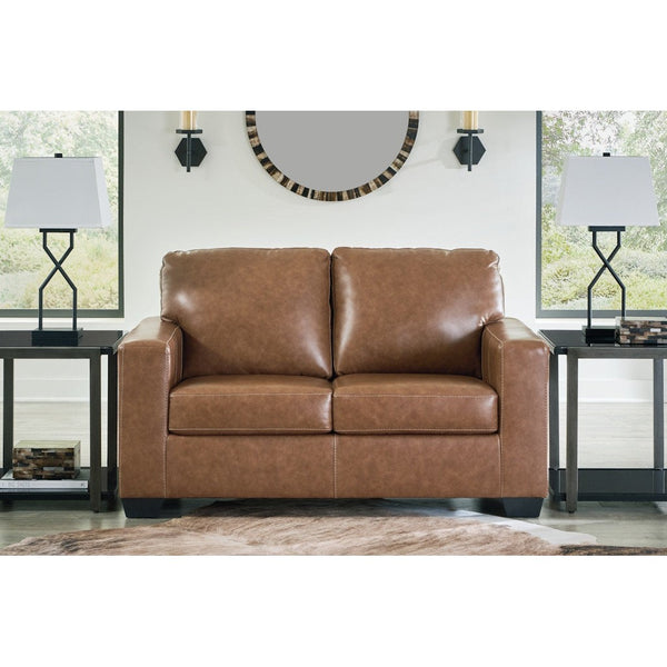 Ashley Bolsena Caramel Leather Loveseat-Washburn's Home Furnishings