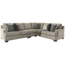 Ashley Bovarian Left Arm Facing Loveseat 3 Pc Sectional & Ottoman in Stone-Washburn's Home Furnishings