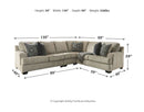 Ashley Bovarian Right Sofa 3 Piece Sectional in Stone-Washburn's Home Furnishings