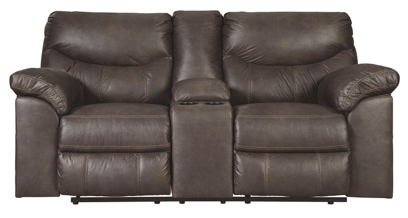 Ashley Boxberg Double Reclining Loveseat w/Console in Dark Brown-Washburn's Home Furnishings