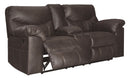 Ashley Boxberg Double Reclining Loveseat w/Console in Dark Brown-Washburn's Home Furnishings