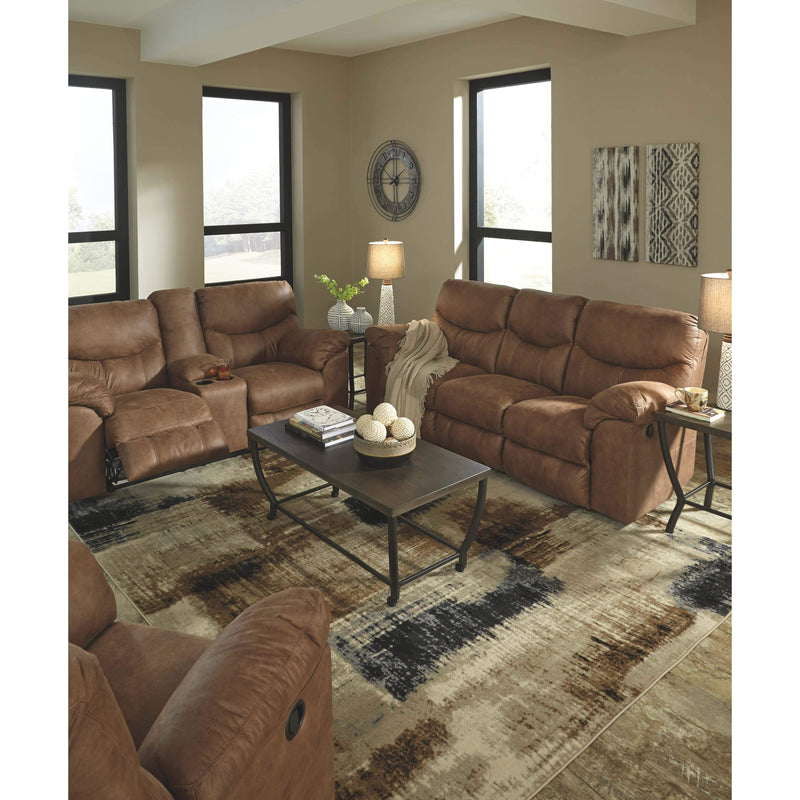 Ashley Boxberg - Light Brown - Dbl Rec Loveseat W/console-Washburn's Home Furnishings