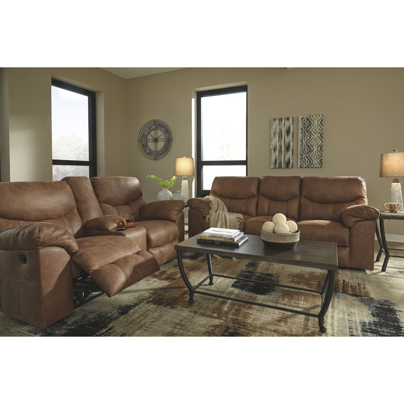 Ashley Boxberg - Light Brown - Dbl Rec Loveseat W/console-Washburn's Home Furnishings