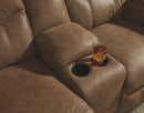 Ashley Boxberg Double Reclining Loveseat w/Console in Light Brown-Washburn's Home Furnishings