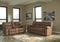 Ashley Boxberg Double Reclining Loveseat w/Console in Light Brown-Washburn's Home Furnishings