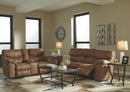 Ashley Boxberg Double Reclining Loveseat w/Console in Light Brown-Washburn's Home Furnishings