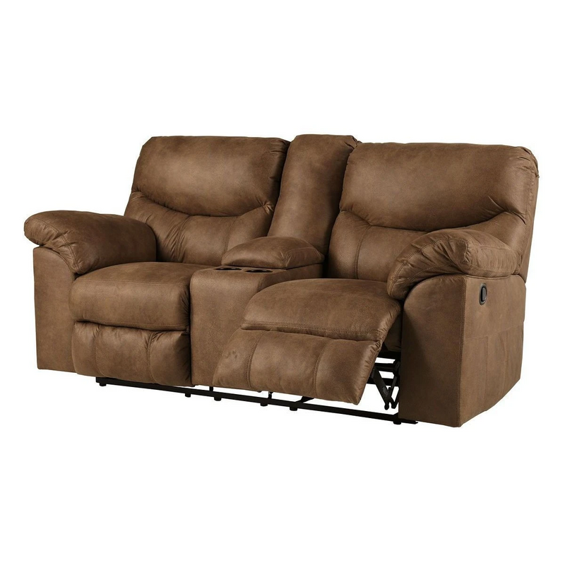 Ashley Boxberg Double Reclining Loveseat w/Console in Light Brown-Washburn's Home Furnishings