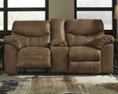 Ashley Boxberg Double Reclining Loveseat w/Console in Light Brown-Washburn's Home Furnishings