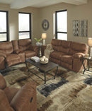 Ashley Boxberg Double Reclining Loveseat w/Console in Light Brown-Washburn's Home Furnishings