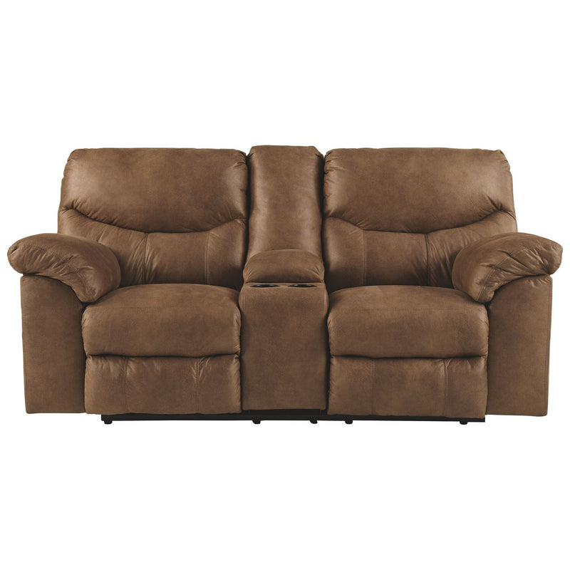 Ashley Boxberg - Light Brown - Dbl Rec Loveseat W/console-Washburn's Home Furnishings