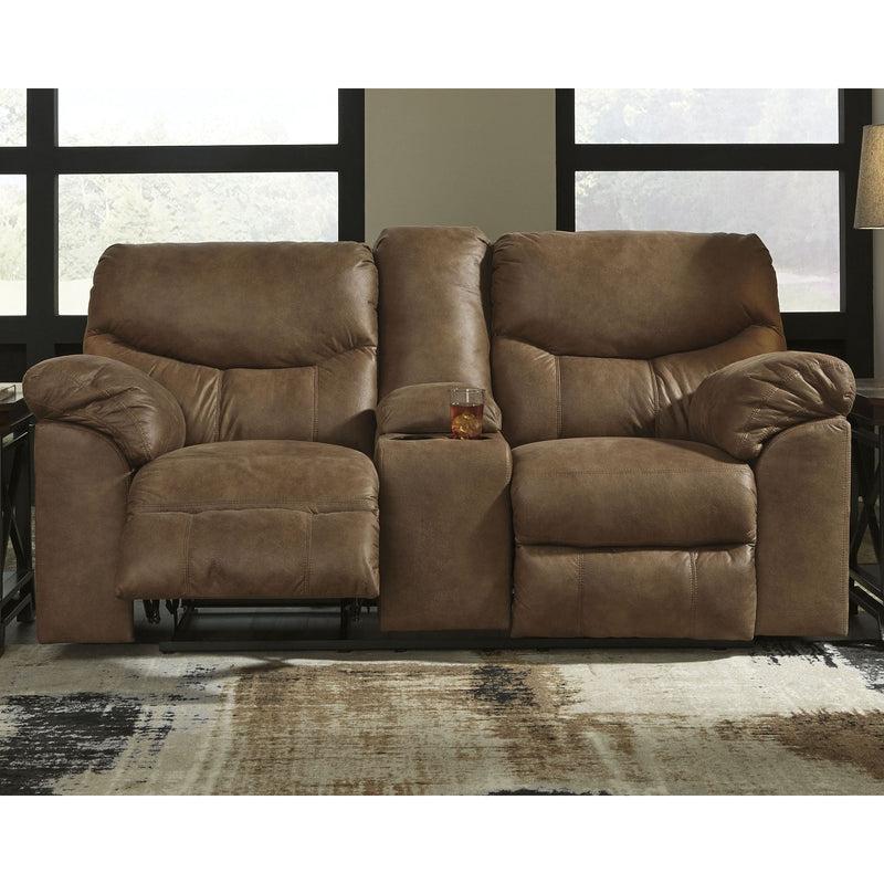 Ashley Boxberg - Light Brown - Dbl Rec Loveseat W/console-Washburn's Home Furnishings