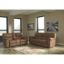 Ashley Boxberg - Light Brown - Dbl Rec Loveseat W/console-Washburn's Home Furnishings