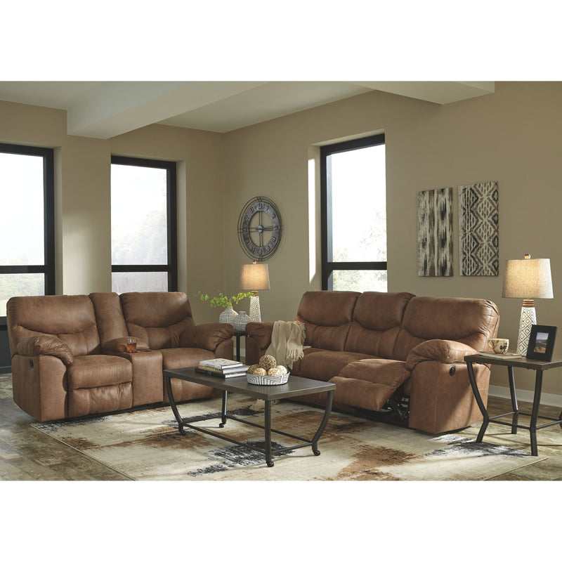 Ashley Boxberg - Light Brown - Dbl Rec Loveseat W/console-Washburn's Home Furnishings