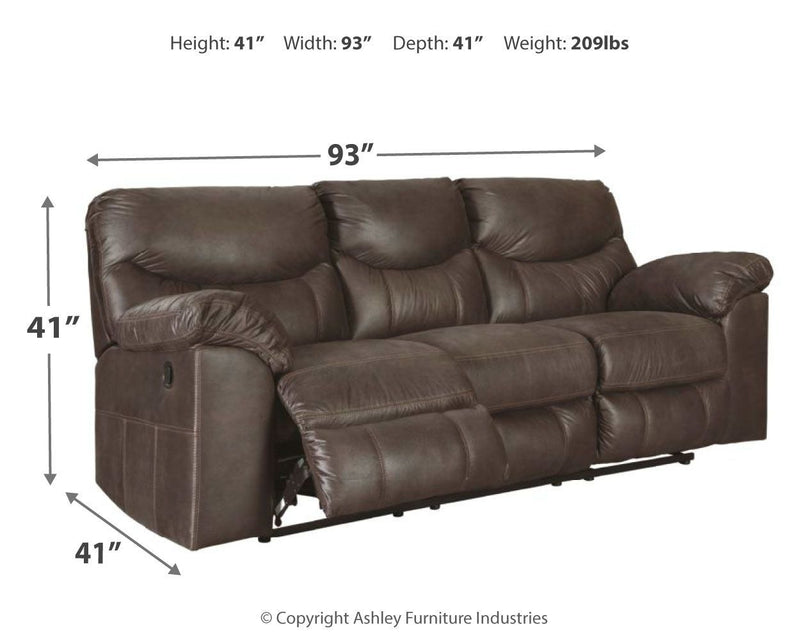 Ashley Boxberg Reclining Sofa in Dark Brown-Washburn's Home Furnishings