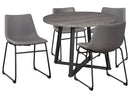 Ashley Centiar Round Dining Table w/4 Upholstered Side Chairs in gray-Washburn's Home Furnishings