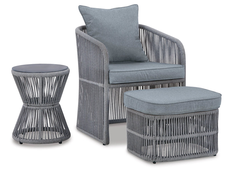 Ashley Coast Island Outdoor Chair w/Ottoman & Side Table (Set of 3)-Washburn's Home Furnishings