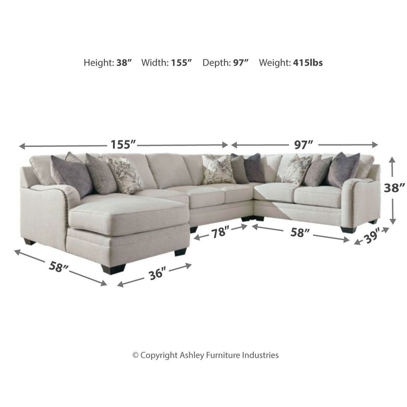 Dellara - Chalk - Left Arm Facing Chaise 5 Pc Sectional-Washburn's Home Furnishings