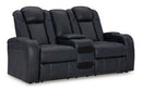 Ashley Fyne-Dyme Dual Power Reclining Loveseat w/Console & Adjustible Headrest in Sapphire-Washburn's Home Furnishings