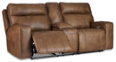 Ashley Game Plan Power Reclining Loveseat w/Console/Adjustible Headrest-Washburn's Home Furnishings