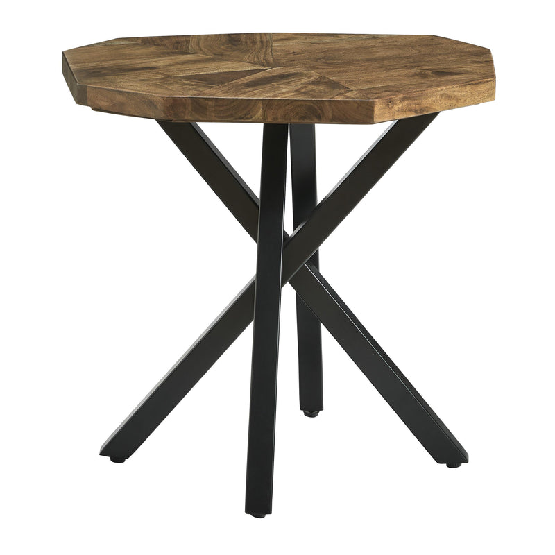 Ashley Haileeton Round End Table -Brown/Black-Washburn's Home Furnishings