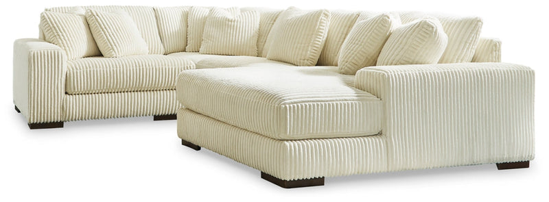 Ashley Lindyn IvoryRight Chaise 4 Piece Sectional-Washburn's Home Furnishings