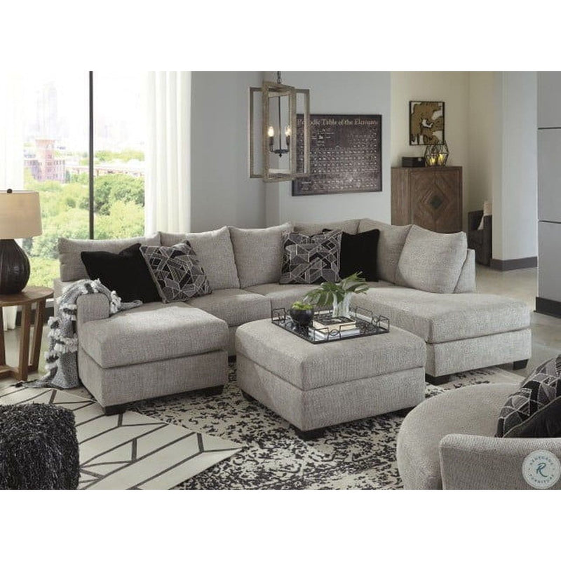 Ashley Megginson - Storm - Sectional & Storage Ottoman w/Right Corner Chaise-Washburn's Home Furnishings