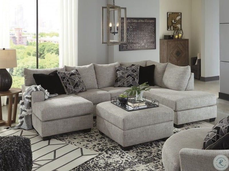 Ashley Megginson Sectional & Storage Ottoman w/Right Corner Chaise in Storm-Washburn's Home Furnishings