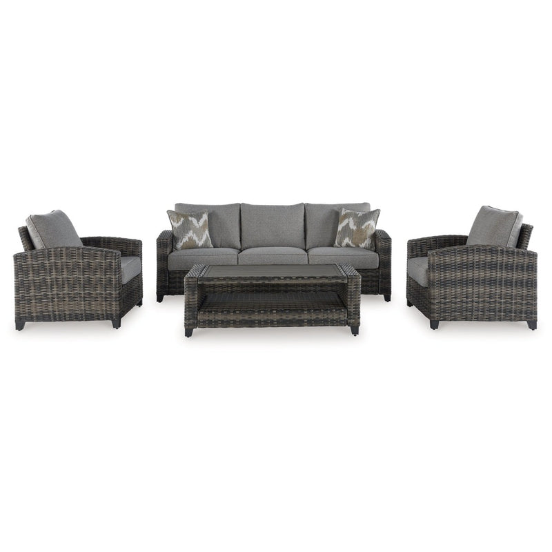 Ashley Oasis Court 4-Piece Outdoor Conversation Set-Washburn's Home Furnishings