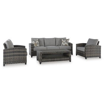 Ashley Oasis Court 4-Piece Outdoor Conversation Set-Washburn's Home Furnishings