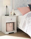 Paxberry - Whitewash - One Drawer Night Stand - Open Cubby-Washburn's Home Furnishings