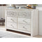 Paxberry - Whitewash - Six Drawer Dresser - Medallion Drawer Pulls-Washburn's Home Furnishings