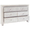 Paxberry - Whitewash - Six Drawer Dresser - Medallion Drawer Pulls-Washburn's Home Furnishings