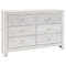 Paxberry - Whitewash - Six Drawer Dresser - Medallion Drawer Pulls-Washburn's Home Furnishings