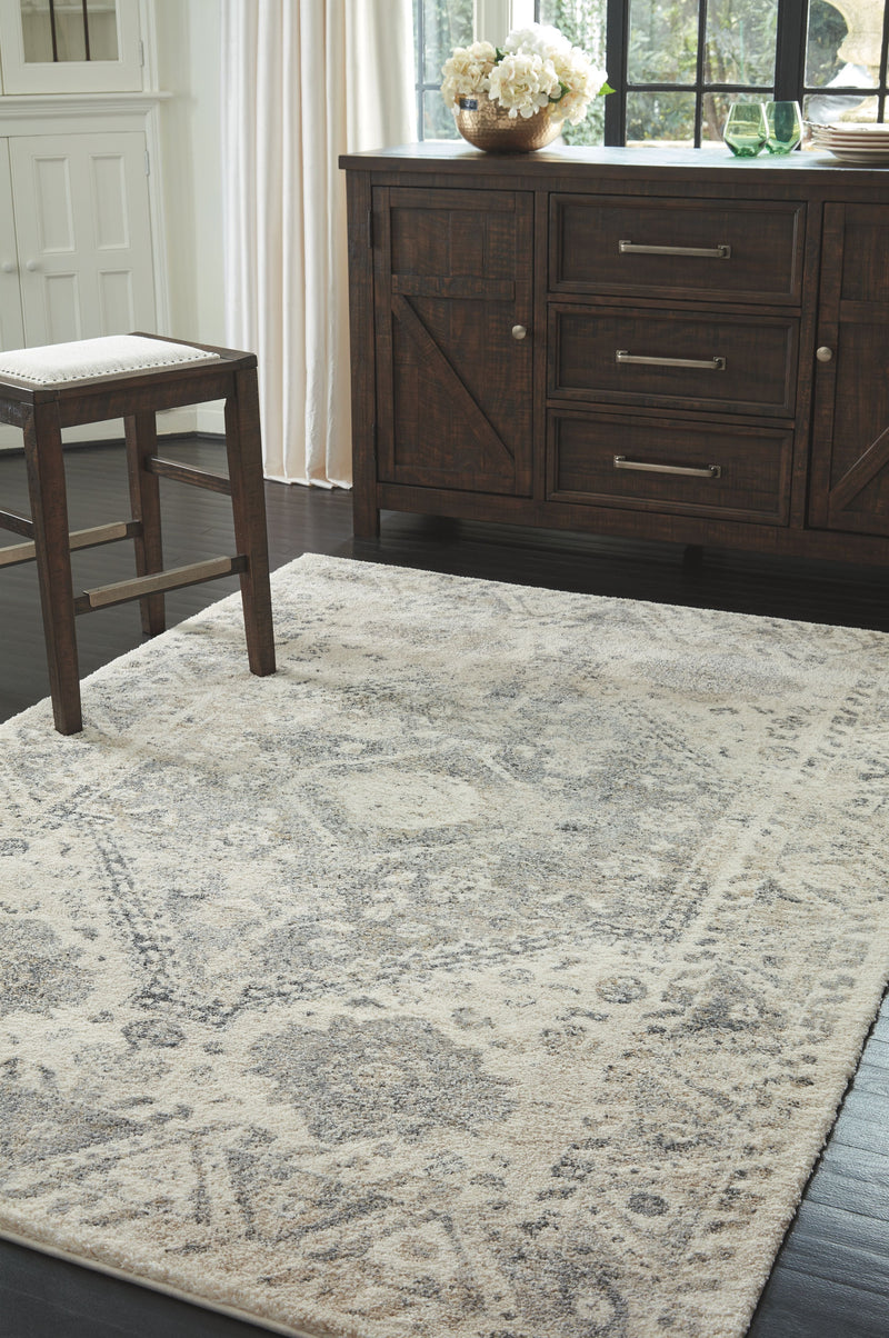 Ashley Precia Large Rug in Gray/cream-Washburn's Home Furnishings