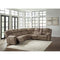 Ashley Ravenel Power Reclining 4 Piece Sectional w/Console in Fossil-Washburn's Home Furnishings